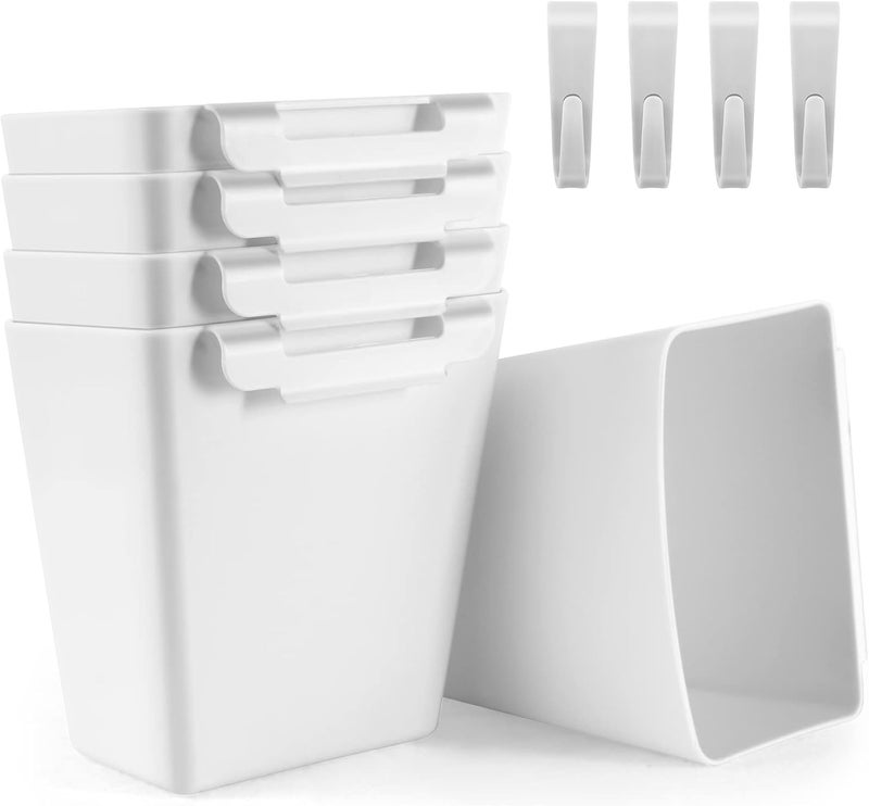 LEZIOA 5 Pack Hanging Cup Holders, Multipurpose Rolling Cart Accessories Utility Cart Accessories For Art Craft Supplies, Space Saving Hanging Storage Basket Pencil Holder Makeup Organizers (White) - Image 1
